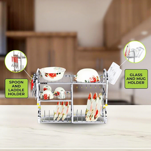 Égouttoir à vaisselle en métal à 3 niveaux, multifonctionnel, support de rangement pour bols, pour la cuisine - Product Image 4