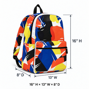 Mochila de poliéster con estampado personalizado, tamaño mediano, cierre de cremallera, para uso diario, con asa de hombro, MOQ bajo, para deporte, escuela y vida diaria - Product Image 3