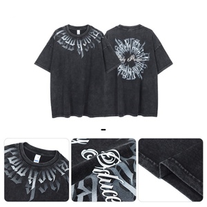 T-shirt Homme Personnalisé Nouvelle Collection Été Manches Courtes Style Rétro Imprimé Coupe Classique 100% Coton Effet Délavé - Product Image 5