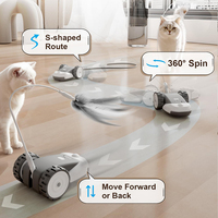 Jouet pour chat interactif 3 en 1 à succès, souris automatique à 2 vitesses, jouets pour chat avec 2 plumes suspendues pour le jeu automatique du chat