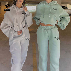 Ensemble de survêtement personnalisé pour femmes, vêtements de rue, ensemble deux pièces, vêtements pour femmes, ensemble en molleton décontracté deux pièces pour filles, ensembles de <span class=keywords><strong>jogging</strong></span> - Product Image 1