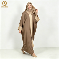 Robe Abaya Traditionnelle Islamique pour Femme, Col Ouvert, Ornée de Perles et Pierres, Taille XXL, Mode Hiver, Dentelle, Style Jubah Daffah, Mousseline de Soie