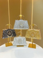 2026 Vintage Dames Handtassen met Strass Steentjes, Glinsterende Kristallen Clutch, Glitterende Holle Bruids- en Avondtas, Dames Handtas met Ketting voor Gala's