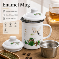 Mug à thé émaillé floral avec infuseur en fer pour thé en vrac, idéal pour le bureau et la maison, fournisseur OEM