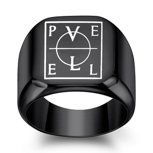 Personalized Letter Laser Engraved Square Stainless Steel <b>Ring</b> <b>For</b> <b>Men</b> 18mm Gift Jewelry - Product Image 4