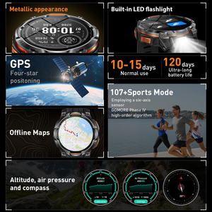 Smartwatch BWKC108 (Mappe Offline) per Uomo, GPS, Risposta alle Chiamate, Bussola, Torcia, Fitness Tracker per Android e iOS - Product Image 6
