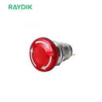 Interruptores de botón pulsador metálicos de emergencia con cabezal de hongo, impermeables IP65 IP68, de 19 mm y 22 mm