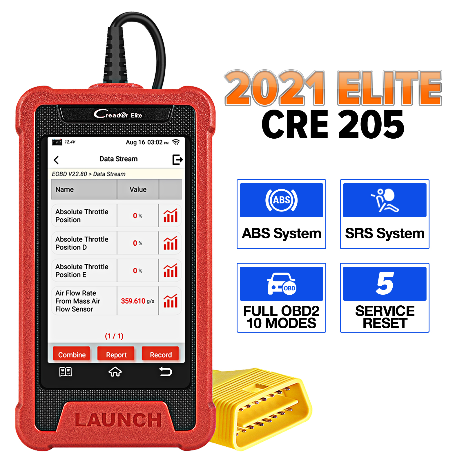LAUNCH X431 obd2 сканер Creader Elite CRE205 Диагностика автомобиля ABS SRS Автомобильные диагностические инструменты 5 сброс Пожизненное бесплатное обновление