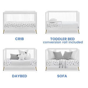 Lit bébé moderne vintage en bois blanc, certifié sécurité, écologique, pour l'école - Product Image 4