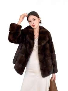 Manteau en fausse fourrure imitation vison pour femme, style russe, luxe léger, ample, écologique, avec col de costume de luxe - Product Image 4