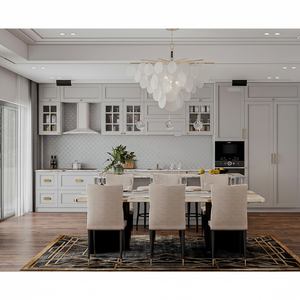 Armario de cocina de PVC de diseño moderno de lujo a precio barato, juego de armarios de cocina listos para montar, fabricación de armarios de cocina - Product Image 1