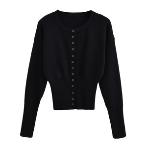 Maglione da <span class=keywords><strong>Donna</strong></span> a Maglia Stile Coreano con Maniche Lunghe Corte, Design <span class=keywords><strong>di</strong></span> Nicchia e Monopetto, Top Invernale a Vita Alta Euro-Americano - Product Image 3