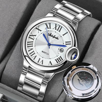 Montre à quartz en acier inoxydable pour homme, 43 mm, verre, étanche, calendrier, design ballon doré, charme, pointeur, alliage, bracelet de 20 mm