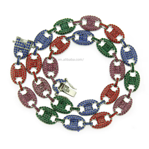 Collar de Cadena para Hombre con Colgante de Nariz de Cerdo, con Incrustaciones de Granos de Café y Diamantes de Colores, Estilo Hipster Tanjing - Product Image 5