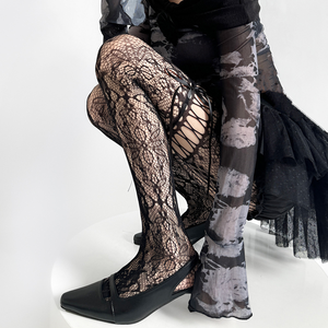 <span class=keywords><strong>Calze</strong></span> a Rete con Fiocco in Pizzo Traforato Y2K, Collant in Rete con Lacci, <span class=keywords><strong>Calze</strong></span> Sexy Retrò Giapponesi per Donna, Vendita all'Ingrosso - Product Image 2