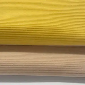 La coutume se sent tissu jaune et blanc rayé de rayure de polyester lisse et épais pour le jouet