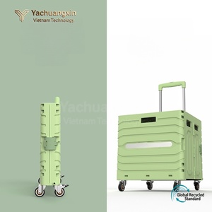Carrito de Camping Plegable Portátil con Caja de Almacenamiento de Plástico de Cuatro Ruedas y Tapa - Product Image 4