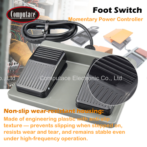 Interrupteur à pédale double FS-01-02, boîtier en plastique et métal, AC250V 16A, commande momentanée au pied avec câble de 1,7 m pour équipement industriel - Product Image 3