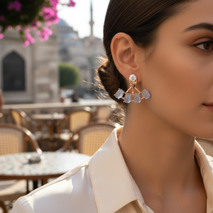 White Stone Round Design CZ Round Shape Ear <b>Jackets</b> Woman Earrings Turkish Handcrafted 925 Sterling <b>Silver</b> Jewelry - Product Image 3