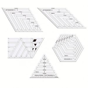 Juego de reglas acrílicas para acolchado, con formas de triángulo, hexágono y diamante, herramientas de costura y dibujo hechas a mano para sastres - Product Image 1