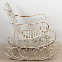 Fauteuil à bascule d'extérieur Zhongpin White GCI, chaise à bascule moderne de luxe pour bébé et adulte avec banc de patio en fer