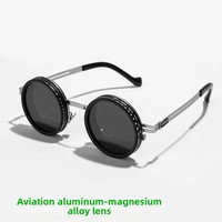 A20002 Nouvelles Lunettes de Soleil Créatives Unisexe Faites à la Main, Monture Ronde Complète en Métal Coloré, Polarisées et avec Filtre ND - Idéales pour les Voyages en Extérieur