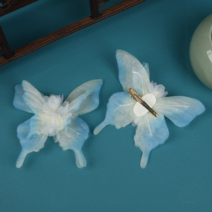 24 Nuevas Pinzas para el Cabello con Diseño Original Hecho a Mano, con Mariposa Azul Degradada y Diseño Floral Perforado, para Estilo Chino Tradicional - Product Image 3