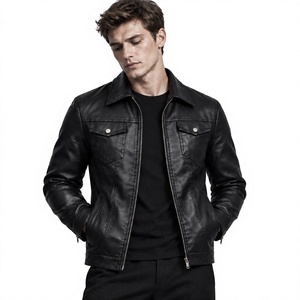 Chaqueta de Cuero para Hombre de Primera Calidad, Manga Larga, Color Marrón y Negro, Estilo Clásico, Resistente al Viento, Impermeable, Ignífuga, para Todas las Estaciones - Product Image 1
