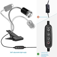 Lampe chauffante UVB UVA pour reptiles (tortues, lézards) avec minuterie automatique, supplément de calcium, petite lampe solaire ronde à pince pour animaux de compagnie