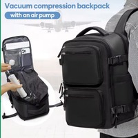 Sac à dos de compression sous vide approuvé pour le transport aérien avec pompe à air manuelle, logo personnalisé, sac à dos de voyage pour ordinateur portable avec port USB