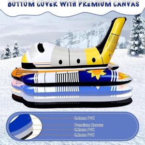 PVC <b>Inflatable</b> Snow Sled with Reinforced Handles 62*31 Inch Snow Tube for Sledding with Heavy Duty Canvas Cover for Winter Sport - Product Image 4