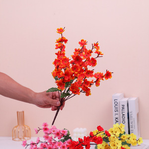 Fleurs artificielles en soie et plastique, 9 branches, petites fleurs de prunier, faites à la main, modernes, pour aménagement extérieur, parterres de fleurs, jardin - Product Image 1