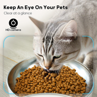 Distributeur automatique intelligent pour animaux de compagnie 6L avec double caméra HD, vision nocturne IR, audio bidirectionnel, contrôle par application, bol en acier inoxydable pour chats et chiens