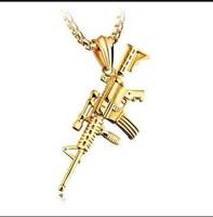M4A1 couleur dorée en forme de pistolet pendentif Punk Gun Style mâle armes collier pour hommes corrente masculina bijoux