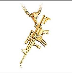 M4A1 couleur <span class=keywords><strong>dorée</strong></span> en forme de pistolet pendentif Punk Gun Style mâle armes collier pour hommes corrente masculina <span class=keywords><strong>bijoux</strong></span> - Product Image 6