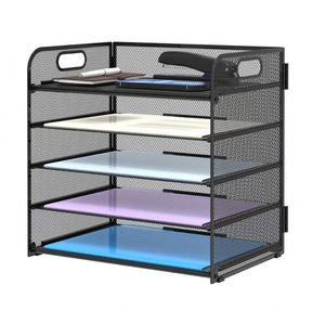5-<b>Tray</b> Metal Mesh Desk <b>File</b> Organizer with Letter <b>Tray</b> Handle Office Home School Paper Sorter and <b>File</b> Folder Holder - Product Image 1