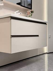 Meuble-lavabo mural moderne en marbre pour hôtels et maisons, avec armoire en bois intégrée pour salle de bain - Product Image 6