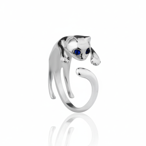 Azuris 925 Sterling Silver Adjustable Cat <b>Ring</b> Made in <b>Turkey</b> - Product Image 2