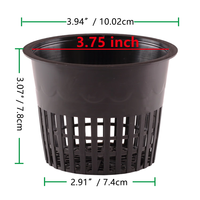 Pot en filet hydroponique biodégradable durable et écologique noir de 3 pouces, pot en maille plastique pour culture en eau profonde, pépinière, orchidée, fleur