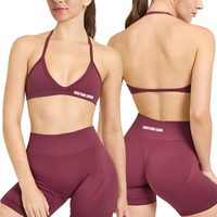 Ensemble de sport CIYING personnalisé avec logo pour femme : Leggings, short et soutien-gorge sans couture, taille haute, effet ventre plat et rehaussement des fesses