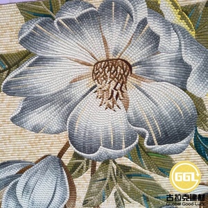 Mosaïque murale en verre sur mesure, motif floral moderne, 4 mm d'épaisseur, découpée à la main, pour la décoration murale <span class=keywords><strong>de</strong></span> chambre à coucher ou d'hôtel - Product Image 6