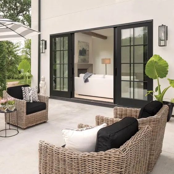 Nouvelles villas modernes en aluminium de style français Portes coulissantes pliantes à isolation thermique intérieure en verre