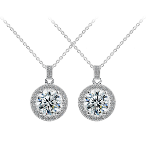 starsgem moissanite 925 silver necklace 3ct round moissanite halo stone fine jewelry Sparkling silver moissanite necklace - Product Image 3
