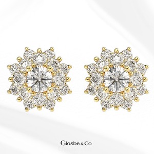 Pendientes de Diamantes OEM/ODM, Joyería Fina, Pendientes de Halo con Diamantes Naturales de 4 mm, Elegantes, Lujosos y Clásicos para Mujer - Product Image 4