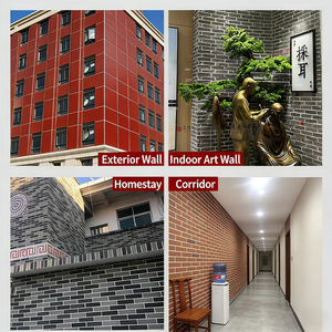 Soft Porcelain Small Red Crack Cultural <strong>Brick</strong> 60*240mm Exterior Wall Modern Simple Lightweight Stone <strong>Brick</strong> Background Wall - Product Image 3