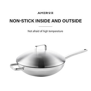 <span class=keywords><strong>Wok</strong></span> aço inoxidável multifuncional premium, aço inoxidável sem revestimento, 3 camadas, engrossado - Product Image 2