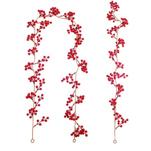 Guirlande de baies rouges artificielles Deok-sun pour Noël, 1,8-1,9 m, décoration florale en soie pour la maison, les mariages et l'extérieur - Product Image 2