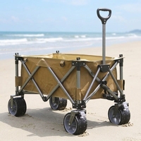 Chariot de camping pliable à quatre roues, écologique et compact, chariot de pique-nique industriel d'extérieur, chariot à main pour le transport de marchandises et d'outils