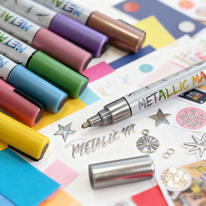 8PK Permanente <span class=keywords><strong>D</strong></span>'art Métallique Peinture Marqueur Stylos pour la Carte-Cadeau, Album Photo BRICOLAGE, Scrapbook, papier noir, Artiste Illustration - Product Image 4