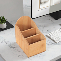Boîte d'organisation de rangement de bureau en bambou pour hôtel à la maison pour brosse de maquillage télécommandée et organisateur de porte-stylo